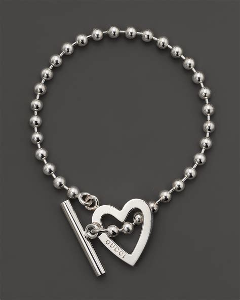 gucci garden bracelet in silver|Gucci sterling silver heart bracelet.